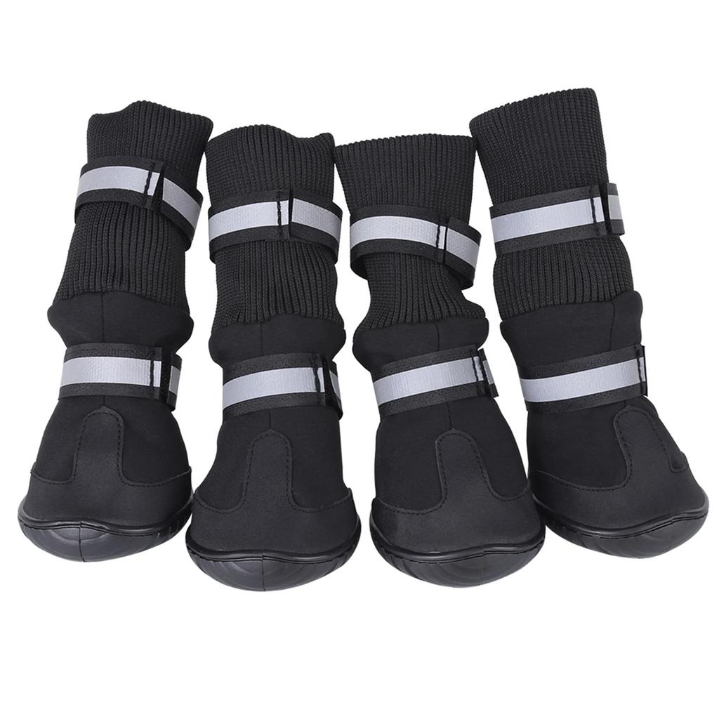 4pcs Pet Dog Shoes Reflective Waterproof Dog Boots Pets Booties Anti-Slip Socks Footwear For Medium Large Dog