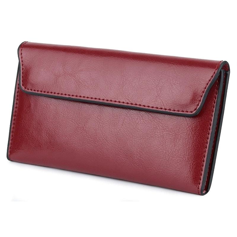 Genuine Leather Women Wallet Clutch Large Capacity Ultra-thin Long Wallet Stylish and Simple Multifunctional Handbag