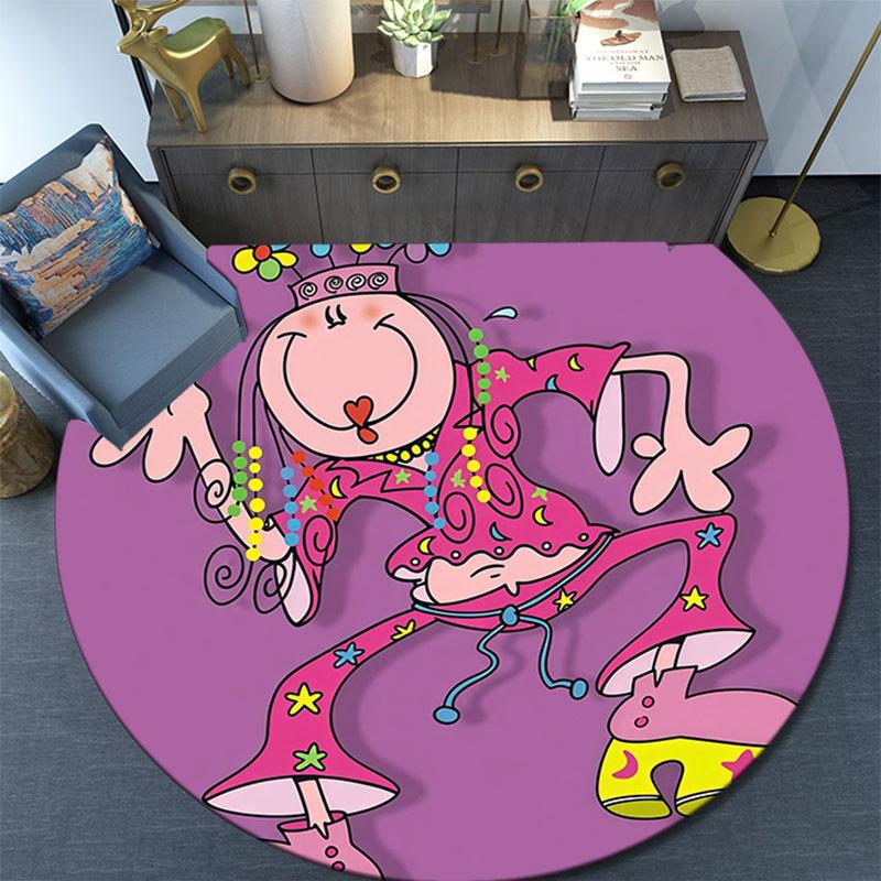 Groovy Chick,Round Area Rug,Carpet Rug for Living Room Bedroom Sofa Playroom Decor,Non-slip Floor Mat