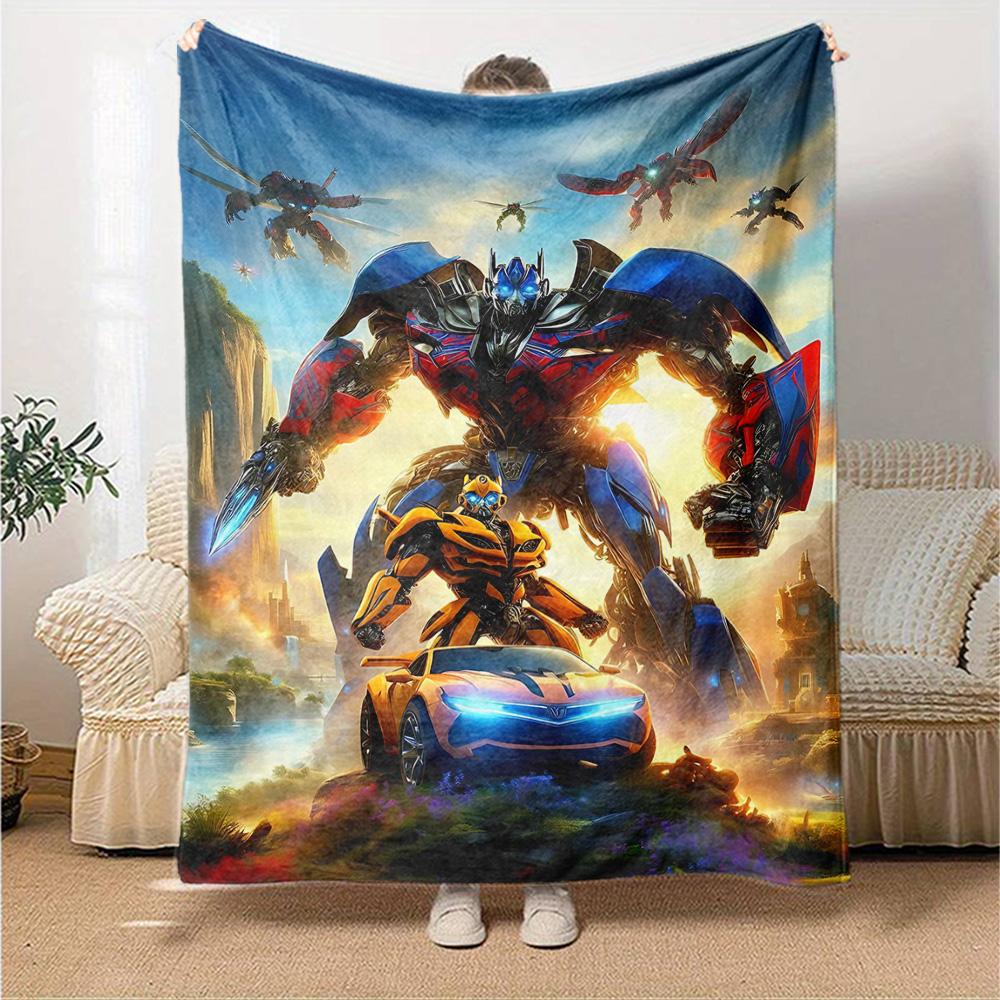 Transformers Cyberverse Adventure Flannel Blanket Super Soft Warm Cozy Blanket For Sofa Bed Office Travel Allseason Home Decor Gift