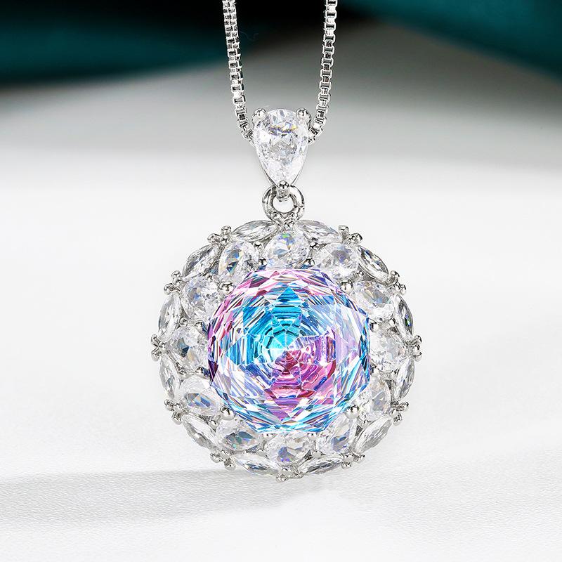 Jewelry Copper Bottom Gold Plated Millennial Cut Gradual Change Color Temperament Set Heroine Stone 12Mm