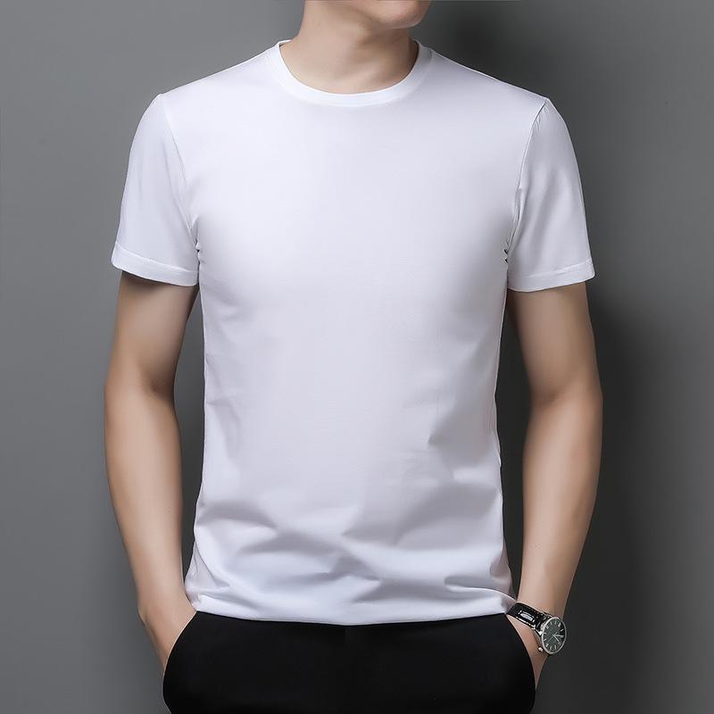 Men's Summer 2022 Pure Cotton Crew Neck T-shirt - Solid Color, Short Sleeve, Casual Fit