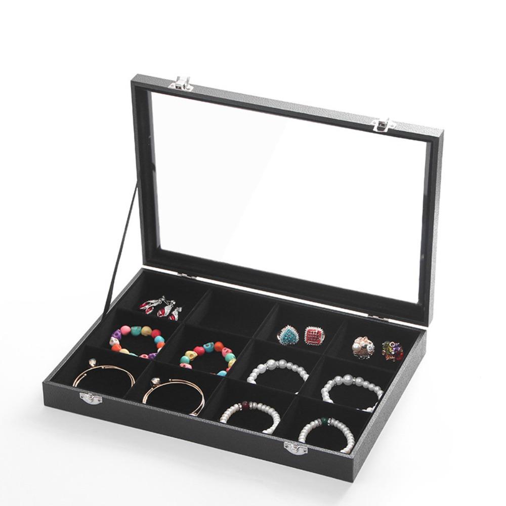 PU Leather Jewelry Storage Tray Wooden Jewelry Organizer Holder Velvet Jewelry Box  Gift