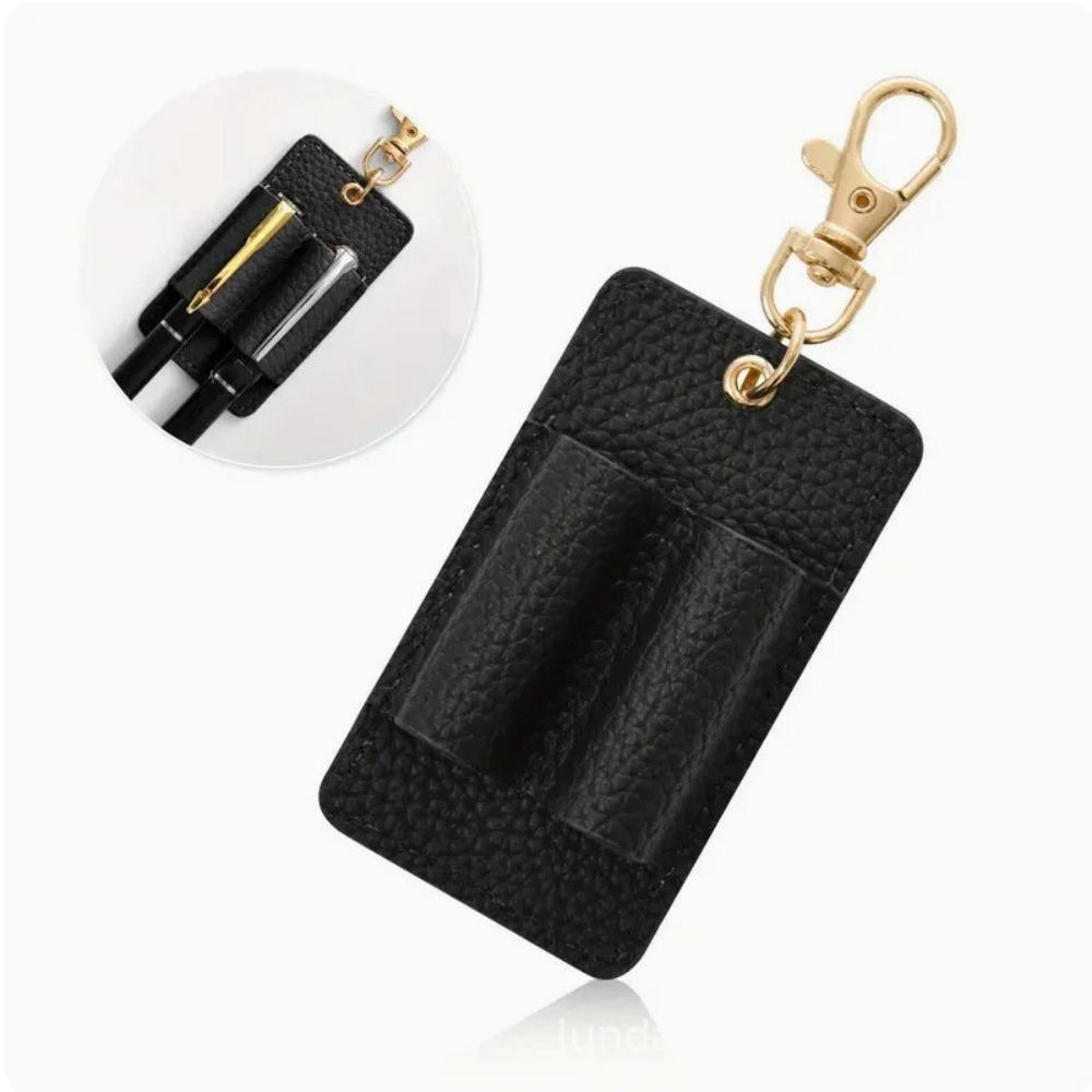 Hanging PU Lanyard Pen Holders Creative Design Keychain Pen Clip Leather Pen Pouch  Office Supplies