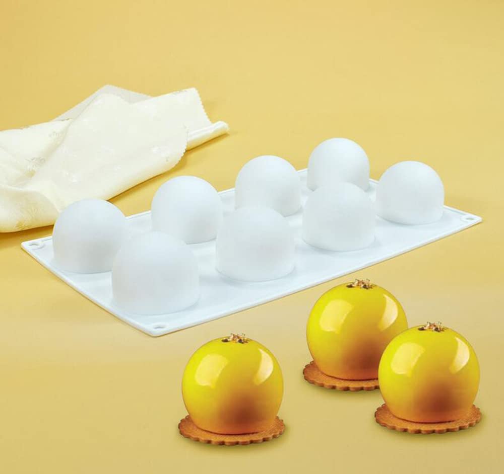 Siliconen Mousse Cake Vorm, Bakbestendige Dessert Mousse DIY Chocolade Zeep Kaars Vorm, 8-Gats Bolvormig Bal