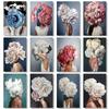 Canvas Painting Nordic Wall Art Posters Woman Head With Flowers Fashion Lady Portrait Picture Home Bedroom Decoration (No Frame)
