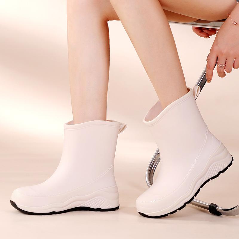 

Новая женская дождевая обувь противоскользящая обувь всесезонная водная обувь противоскользящие резиновые сапоги модная короткая голенище верхняя одежда клей для обуви 36