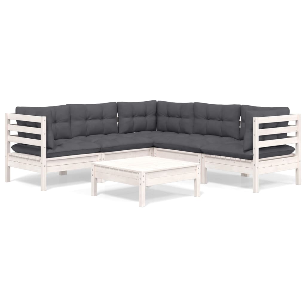 Vidaxl 6-Cz. Garden Lounge Set, With Cushions, White