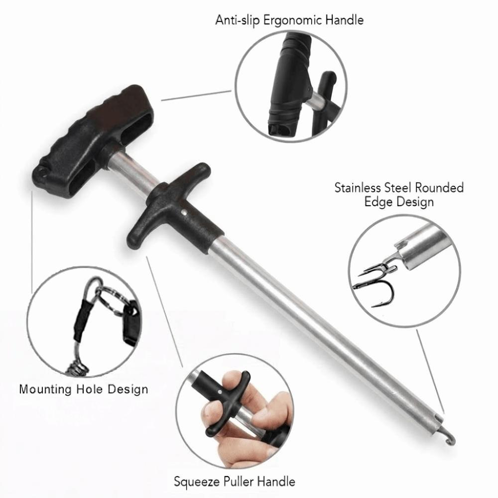 2PCS Long Reach Fish Hook Remover Tool Aluminum Alloy Hook Remover Tool Pike Fishing серебряный