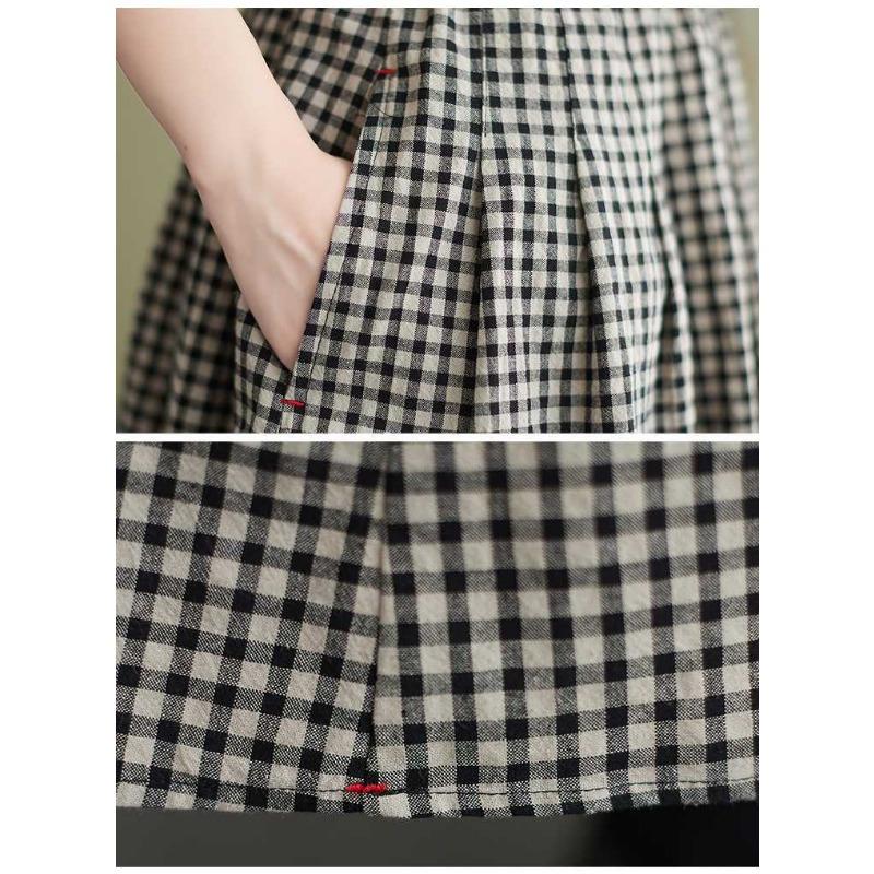 The Real Shot of The New Literary and Artistic Women's Clothing Cotton and Linen  Pendulum High Waist and Thin A Word Medium and Long Skirt