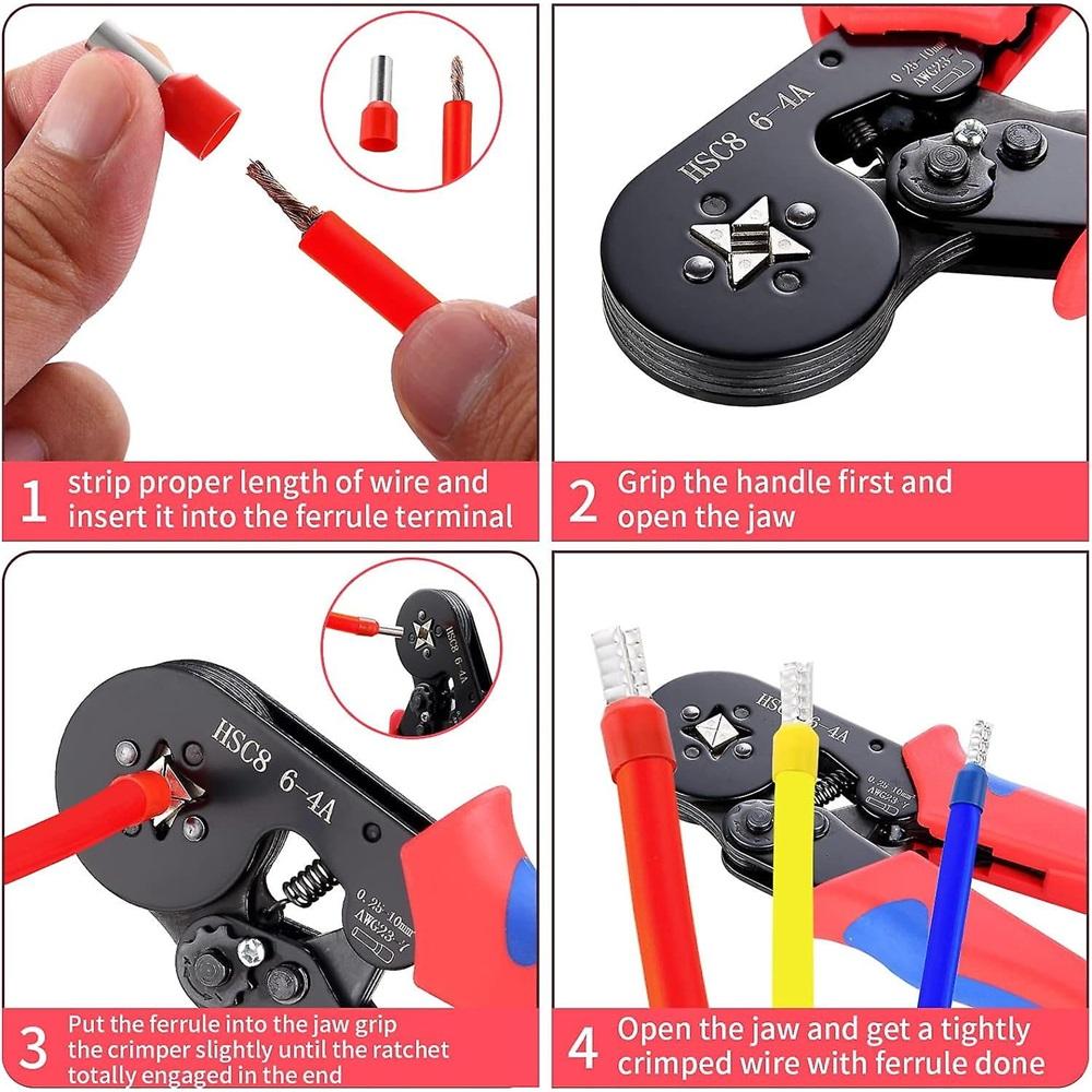 Crimping Pliers, Hsc8 6-4 Crimping Pliers, 1200 Electrical Crimp Terminals 0.25-10mm-lug Crimping Pliers, Multipurpose Crimping Pliers