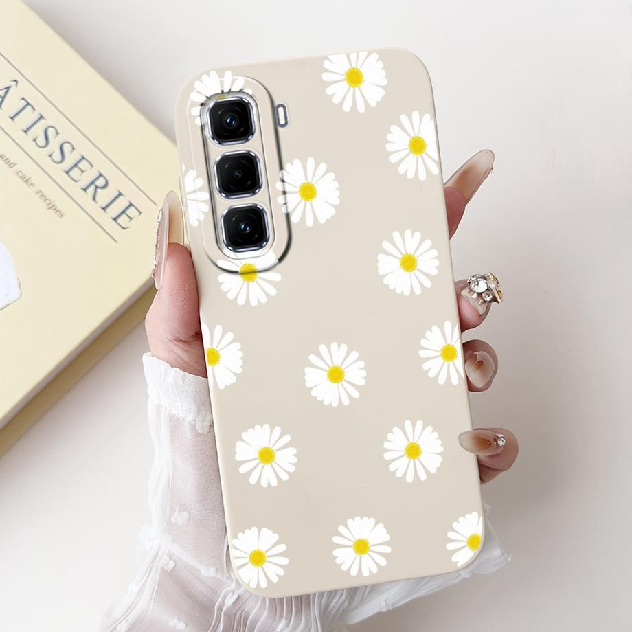 For Infinix Hot 50 Pro+ Hot50 Pro Hot 50 Pro Plus 4G Phone Case Soft Silicone Back Cover Love Heart Girly Flower Painting Fundas