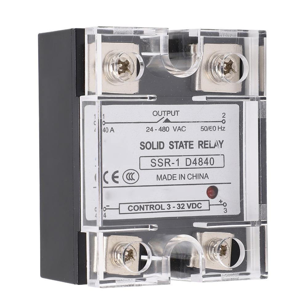 

High Power SSR-1 D4840 Solid State Relay DC to AC 24-480VAC Load Voltage 40A SSR SSR Relay Module CNC Machine Tools SSR-1 40A
