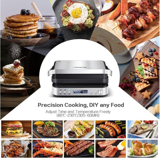 Контактный гриль Amzchef LS-GC02C-H-WP Optigrill 3-in-1