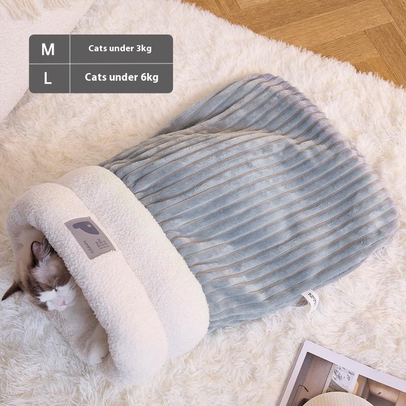 

Autumn and Winter Warm Cat Nest Sleeping BagDrilling hole nestClosed kitten nest Self Warming Plush Sleeping Bag for Winter under 4kg