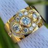 Luxury Trendy Gold Color Wedding Rings for Women Paved Brilliant Cubic Zirconia New Fashion Engagement Band Lady Jewelry