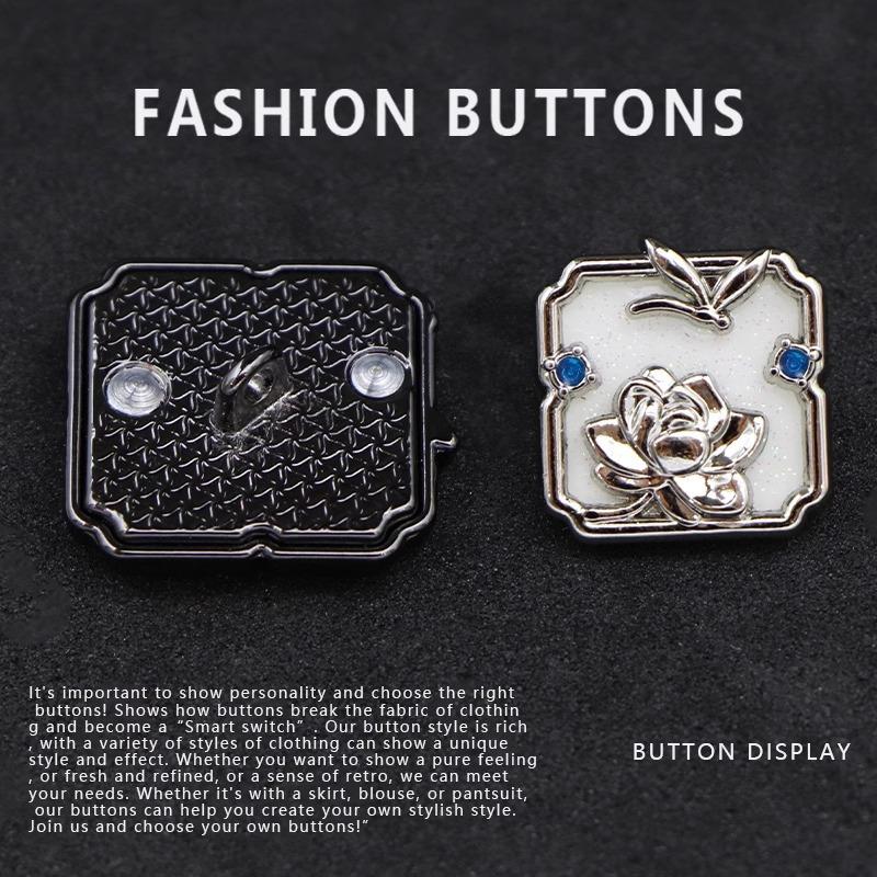 10Pcs Shirt Buttons High-End Exquisite National Style Metal Square Wool Clothes Cardigan Shirt High-End Buttons