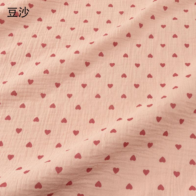 15 Colour Soft Heart Print Cotton Sewing Fabric Crepe Double Layer Gauze Cloth Cotton Skirt Pajama Cotton Fabric 100x135cm
