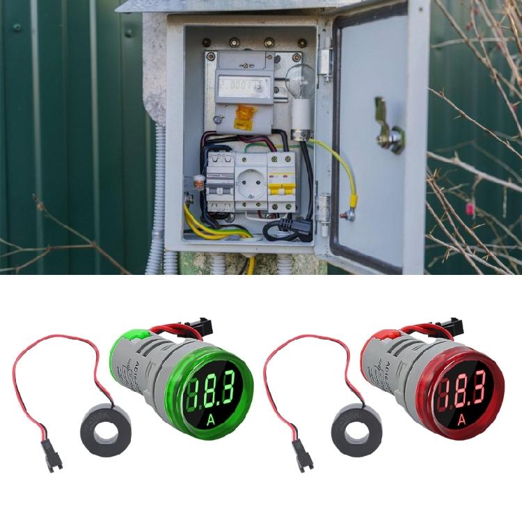 22mm Round LED Ammeter Voltmeter Display Voltage Current 0-100A Meter Indicator LED Display for Industrial Equipment