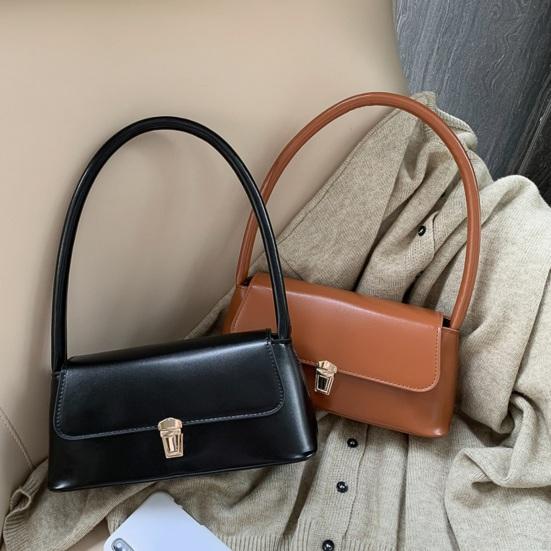 Kadın omuzdan askili çanta Pürüzsüz Su Geçirmez Suni Deri Düz Renk Taşınabilir Toka Kapatma Koltukaltı Çanta İşe gidip gelme Seyahat Arkadaş Çanta