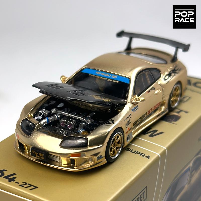 POPRACE 1:64 TOP SECRET GT300 SUPRA Chrome Gold Alloy Car Model 277