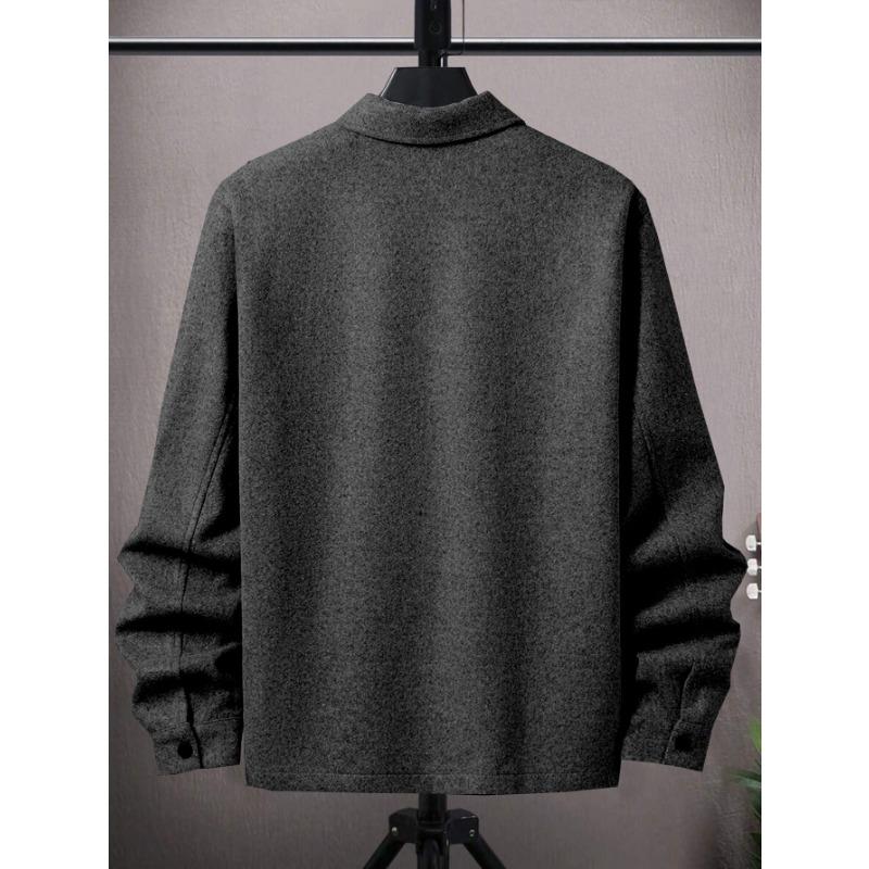 Men S Solid Color Turn Down Collar Button Front Pocket Casual Jacket