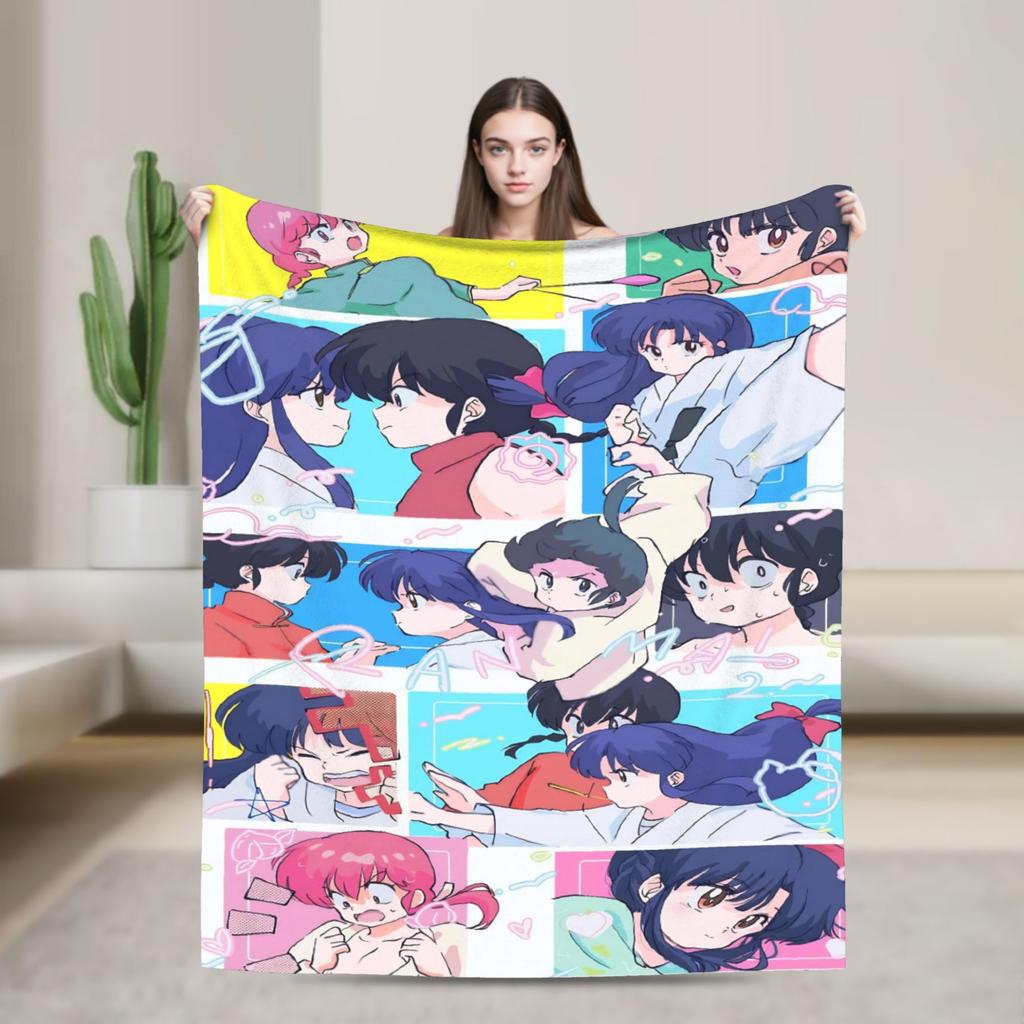 P-Chan Ranma 1/2 Manga Blankets Comedy Flannel Novelty Soft Throw Blanket for Bedding Lounge Autumn/Winter