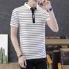 חולצת פולו מפוספסת מזדמנת עם שרוולים קצרים גברים ST -חולצת פולו גברים חולצת פולו גדולה מידה M -4xl 