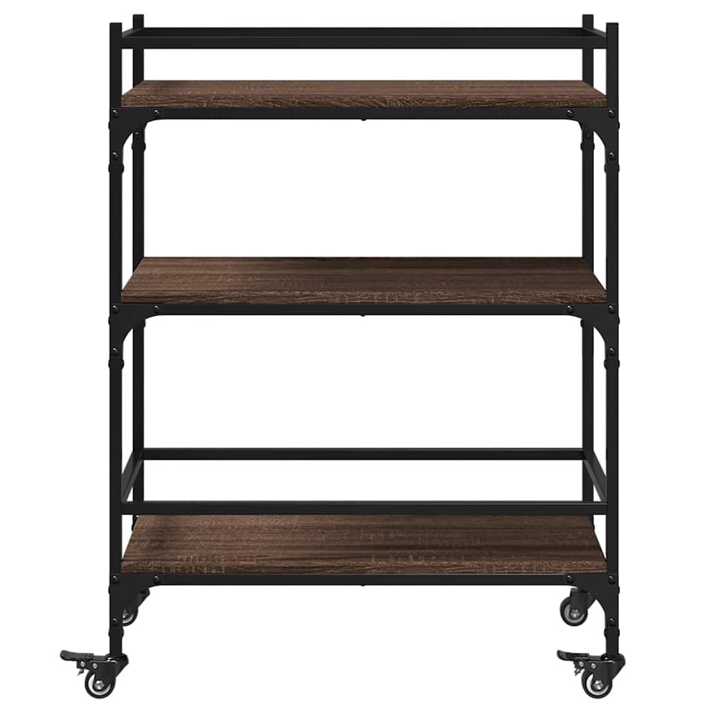 Kitchen Trolley Brown Oak Effect 65 x 40 x 86.5 cm Engineered Wood