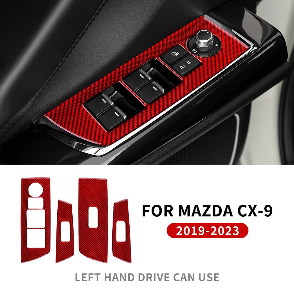 Real Carbon Fiber For Mazda CX-9      Mazda CX9 RHD LHD Car Window Lift Decor Panel Sticker Accessories