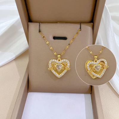Activity Love Mm Light Luxury Temperament Gorgeous Full Diamond Necklace Female Versatile Collarbone Chain Titanium Steel Chain