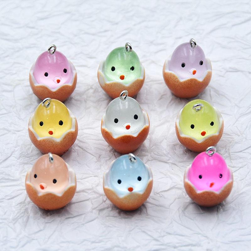 Luminous 3D Cartoon Egg Waffle Bag Pendant - DIY Resin Jewelry Accessory