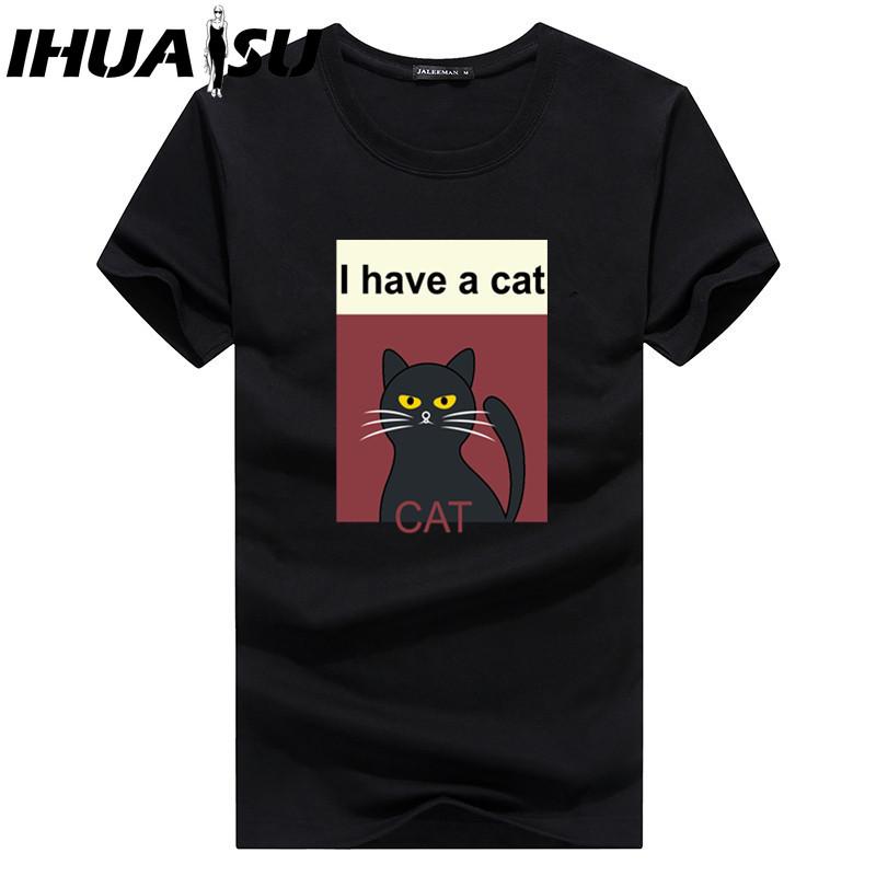 IHUASU Kurzarm-T-Shirt aus Baumwolle für Herren, modisch, lockeres Halbarmhemd, bedrucktes mitfühlendes Hemd