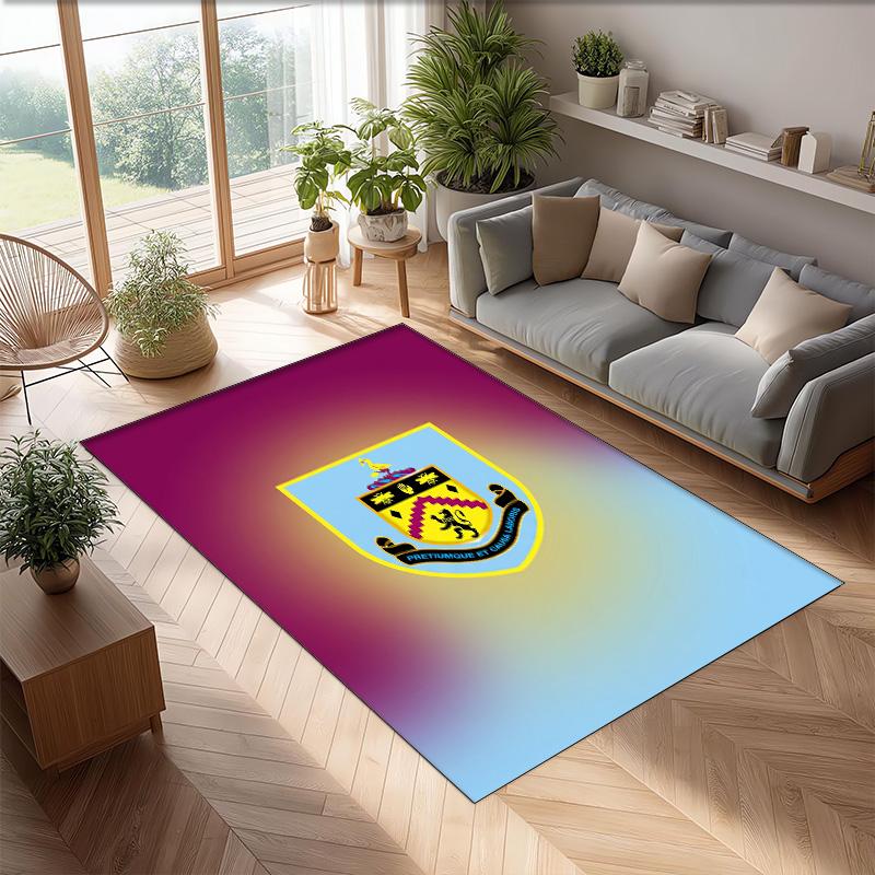 Burnley Football Print Crystal Velvet Rug, Comfortable Water Absorbent Non Slip Indoor Floor Carpet