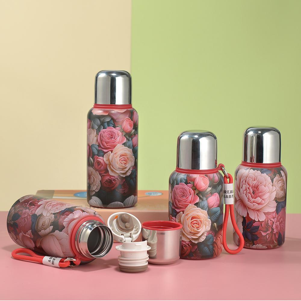 Floral Chinese-Style 316 Stainless Steel Insulated Tea Infuser Cup with Water Separation