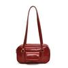 Korean-style Underarm Bag In A Textured Bright Red Fashiable Commuter PU Leather Crossbody Handbag For Women