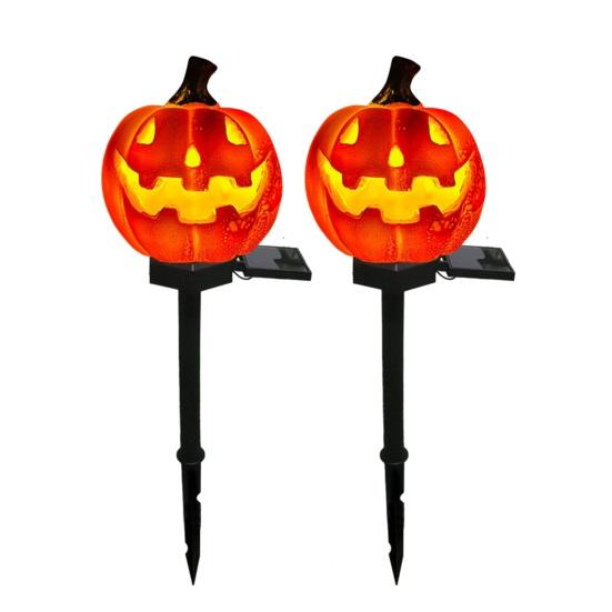 Outdoor Solar Halloween Pumpkin Lights Light, Waterproof Garden LED Decorative Holiday Path Lighting for Lawn Lamp with Stake Pathway Yard Decoration