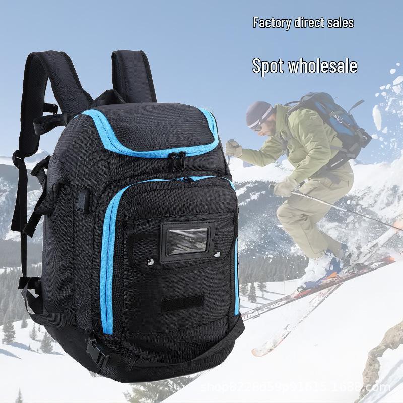 Multifunctional Ski Backpack: Double Shoulder, Ski Boot & Helmet Storage, Wet/Dry Separation