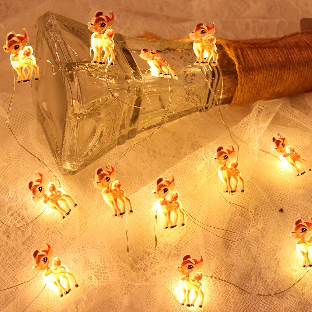 2M 20LED Santa Claus Snowman Elk Garland Lights String Christmas Decorations for Home 2025 Xmas Tree Ornaments Navidad New Year