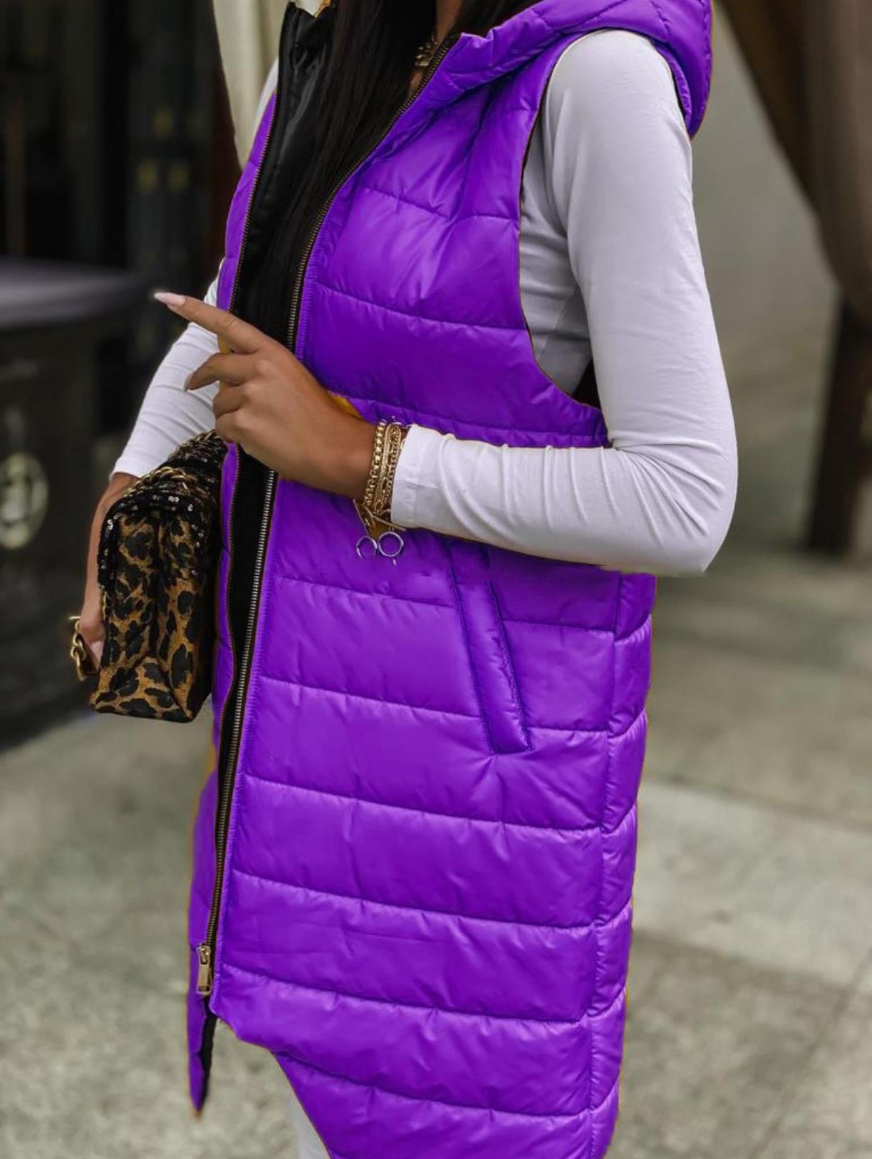 

Женское пальто с подкладкой без рукавов, ветрозащитный зимний жилет 3XL фиолетовый