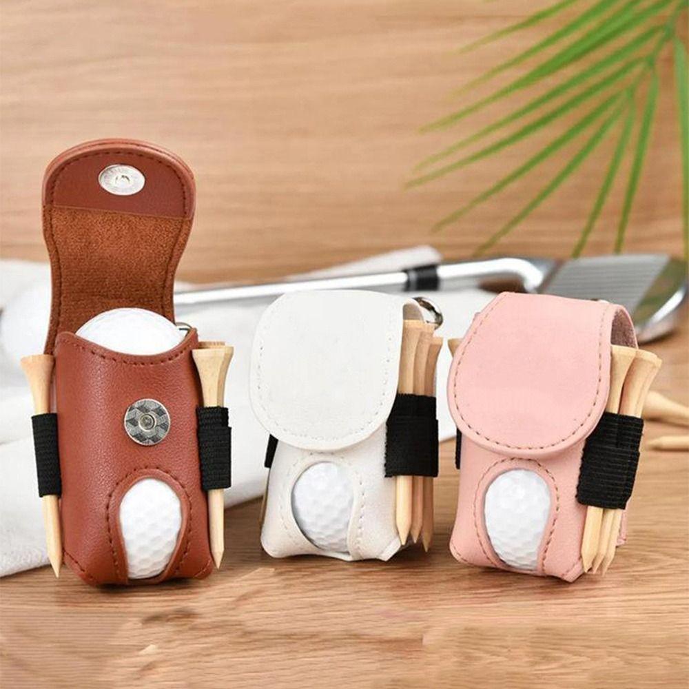 Waist-Hanging Golf Waist Holder Bag PU Leather Golf Ball Container  Golf Accessories