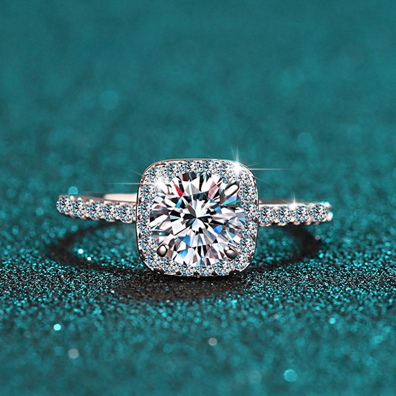 2CT D Color VVS1 Moissanite Ring 925 Sterling Silver Eternity Ring Women Engagement Wedding Luxury Band Jewelry Certified