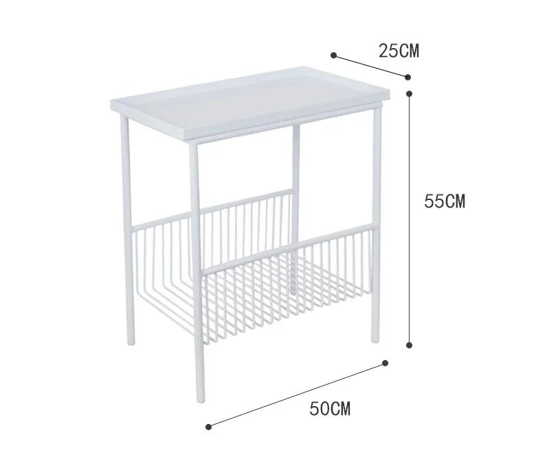 Wrought Iron Corner Table - Sofa Side & Bedside Storage Rack, Nordic Style Small Coffee Table for Home & Office