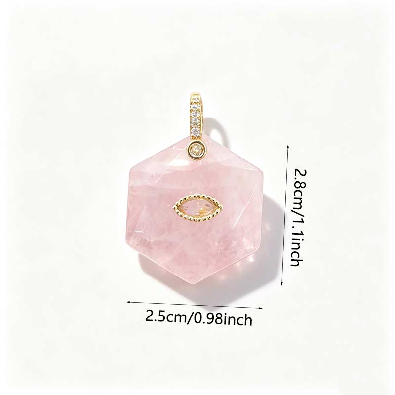 1pc Faceted Geometric Natural Stone Pendants with Inlaid Zircon Charms for Necklace Amethyst Pink Crystal Jewelry Making
