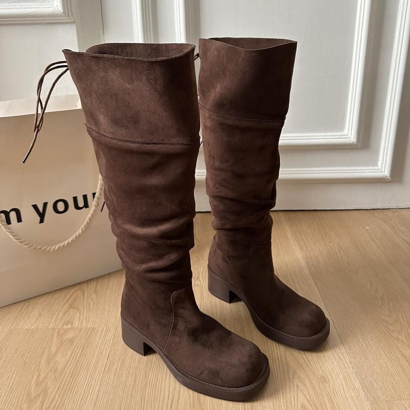 

Зимние ботинки на платформе, женские, в западном стиле, модные, на толстом каблуке, женские, в стиле панк, винтажные, слипоны, длинные ботильоны 35