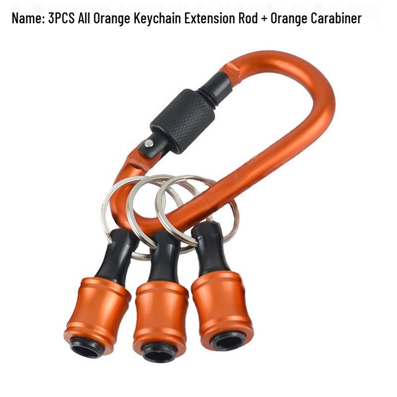 6-Piece Colorful Keychain Set: Extension Rods and Mountaineering Buckle with 1/4" Hex Drill Bit Storage Extension Rod