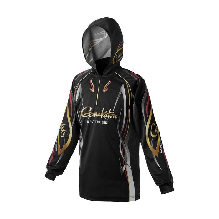 Gamakatsu 2-Way Print Zip Shirt Hoodie Black/Red M GM3736
