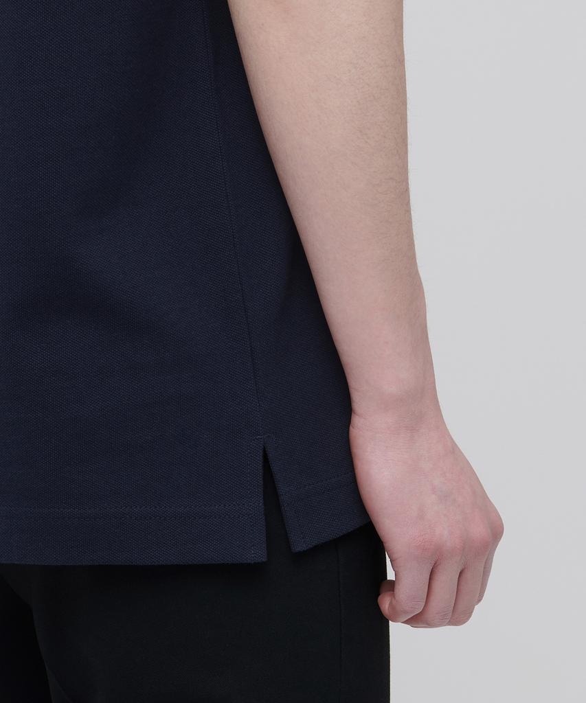 MUSINSA STANDARD Slit Neck Pique Polo Shirt [Navy]