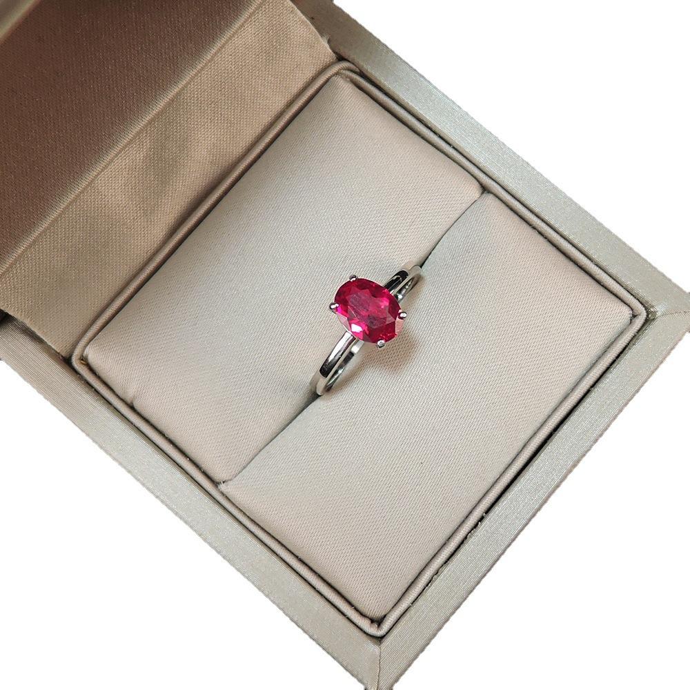 Jewelry Ring Color Treasure Simulation Pigeon Blood Ruby Sapphire Retro Temperament Ring