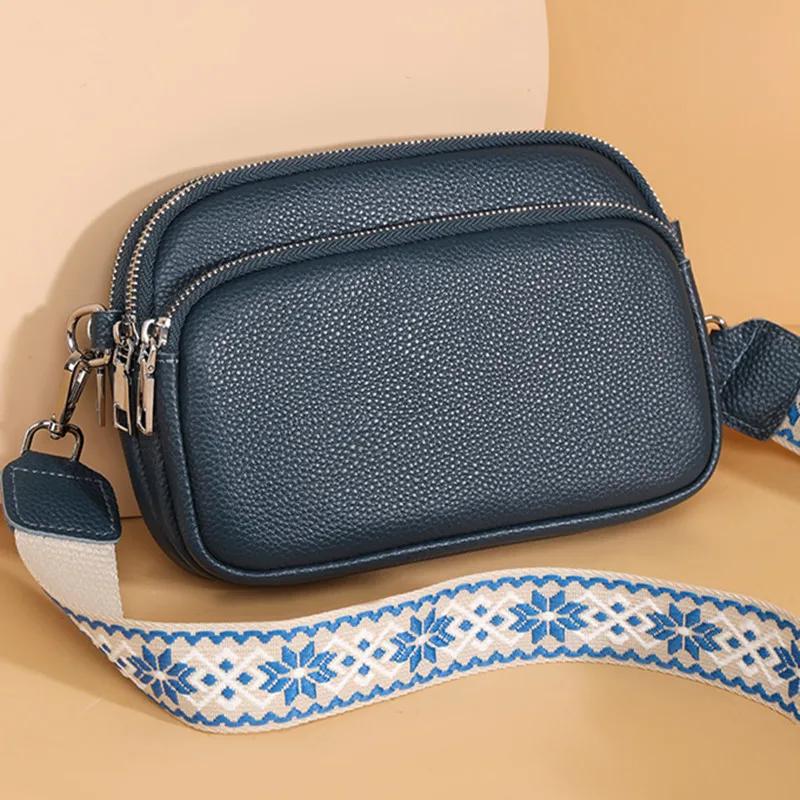 New high-quality genuine leather women's crossbody bags  shoulder luxury  solid color  cowhide  feminine messenger tote bag